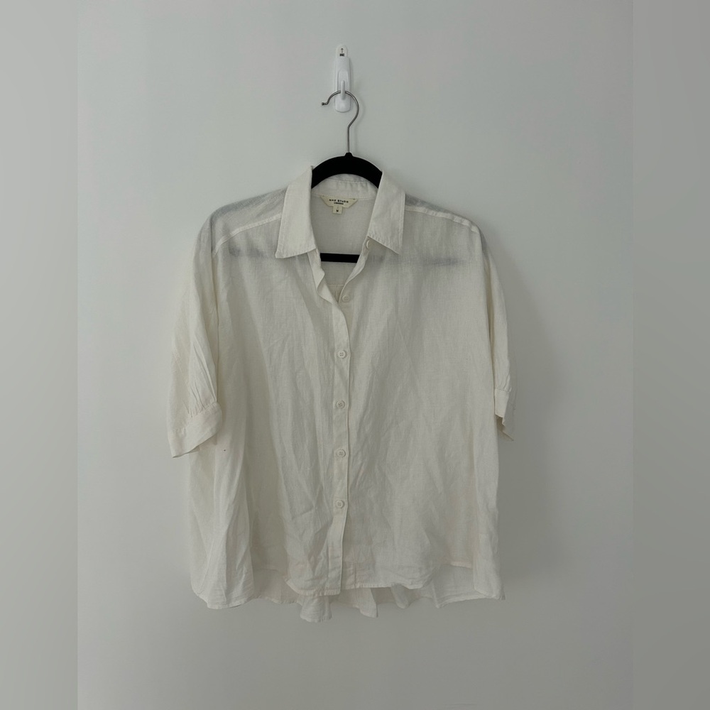 Max studio relax fit linen blend top